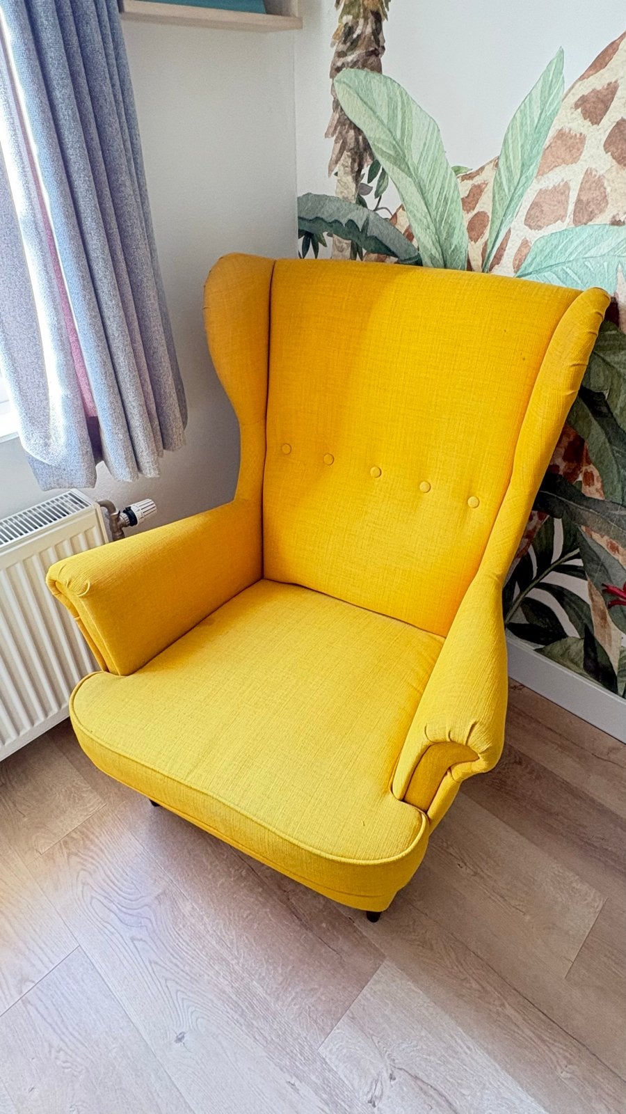 Ikea strandmon fauteuil geel zgan!, Huis en Inrichting, Fauteuils, Ophalen, Zo goed als nieuw, Stof, 75 tot 100 cm