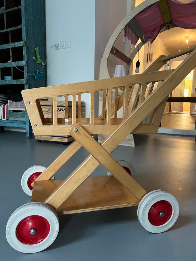 Houten Speelgoed Winkelwagentje / winkelkar van Eduko, Ophalen, Gebruikt, Duw- of Trekspeelgoed