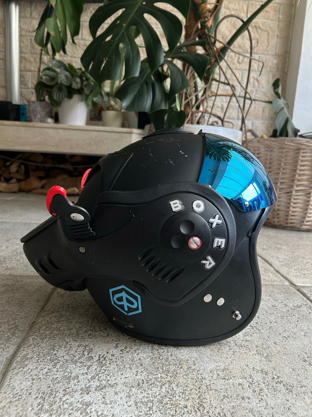 Roof Boxer V8 helm xs met blauw vizier, Overige merken, XS, Systeemhelm, Heren