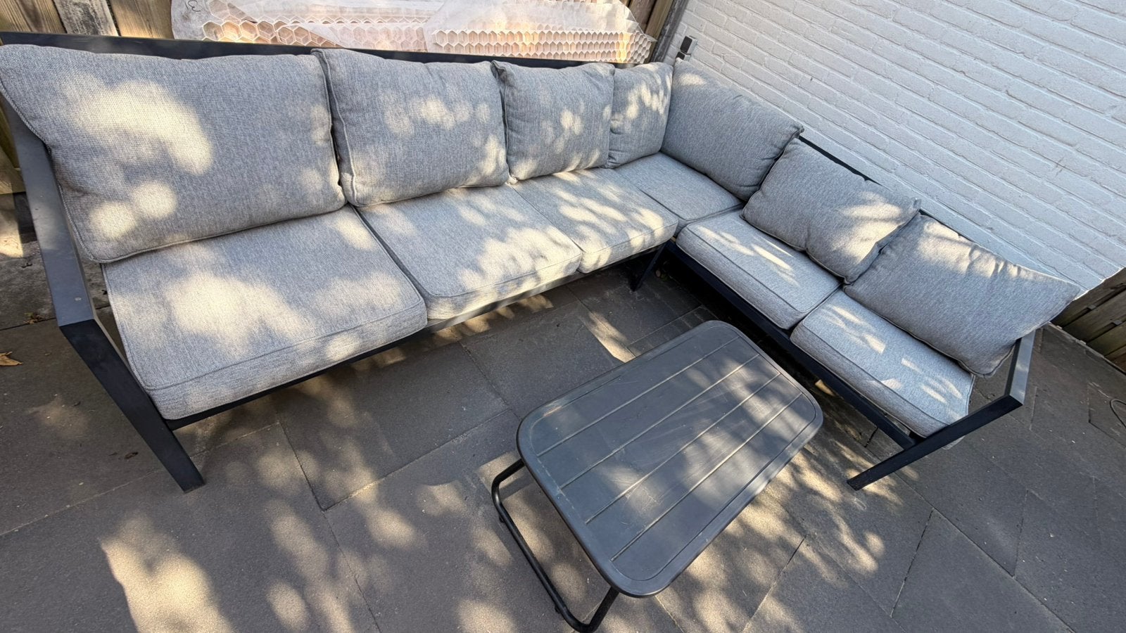 Lounge set met kussen bak, Ophalen, Zo goed als nieuw, Kunststof