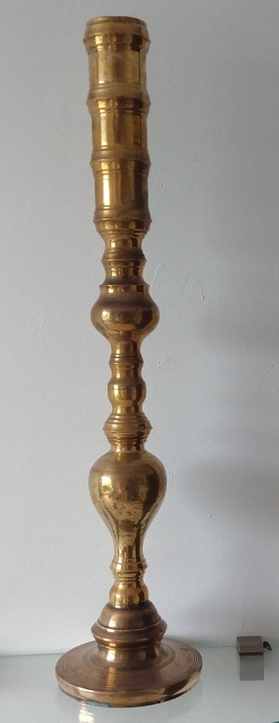 antieke vloer kandelaar, XL,  volgnr 56, Ophalen of Verzenden, Koper of Brons