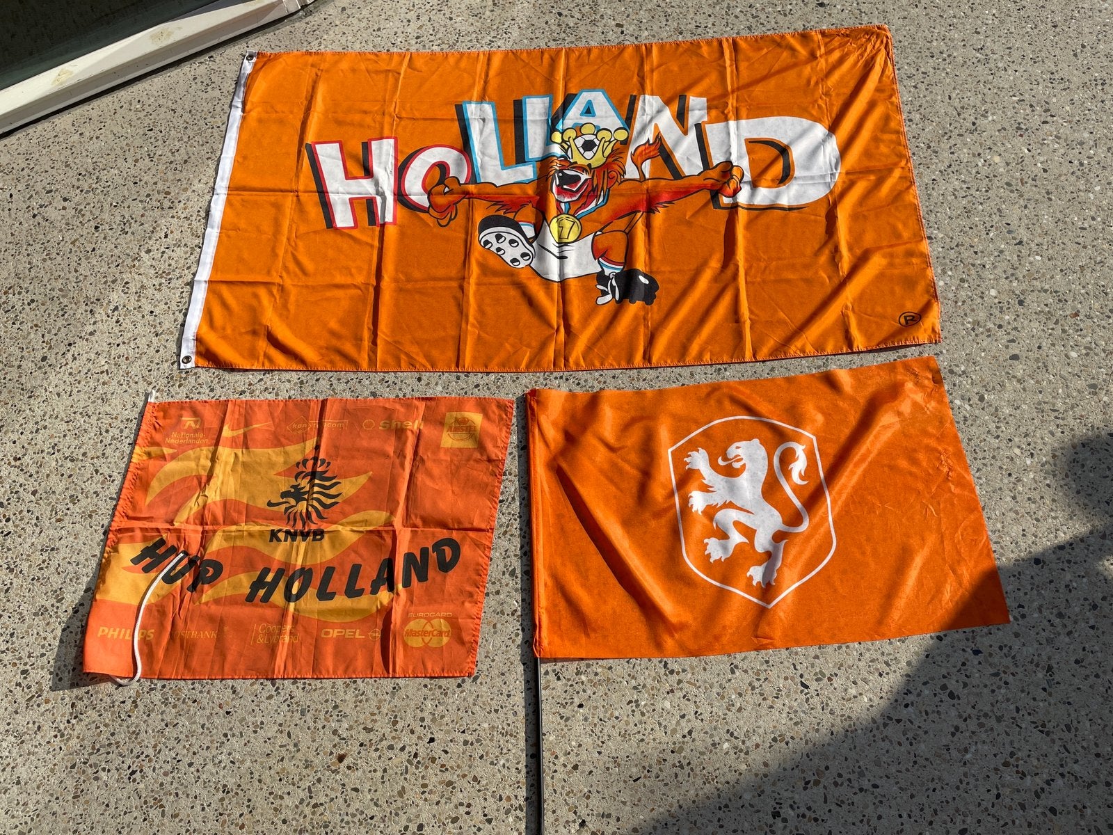 Vlaggen oranje wk voetbal knvb loeki de leeuw holland elftal, Ophalen, Zo goed als nieuw