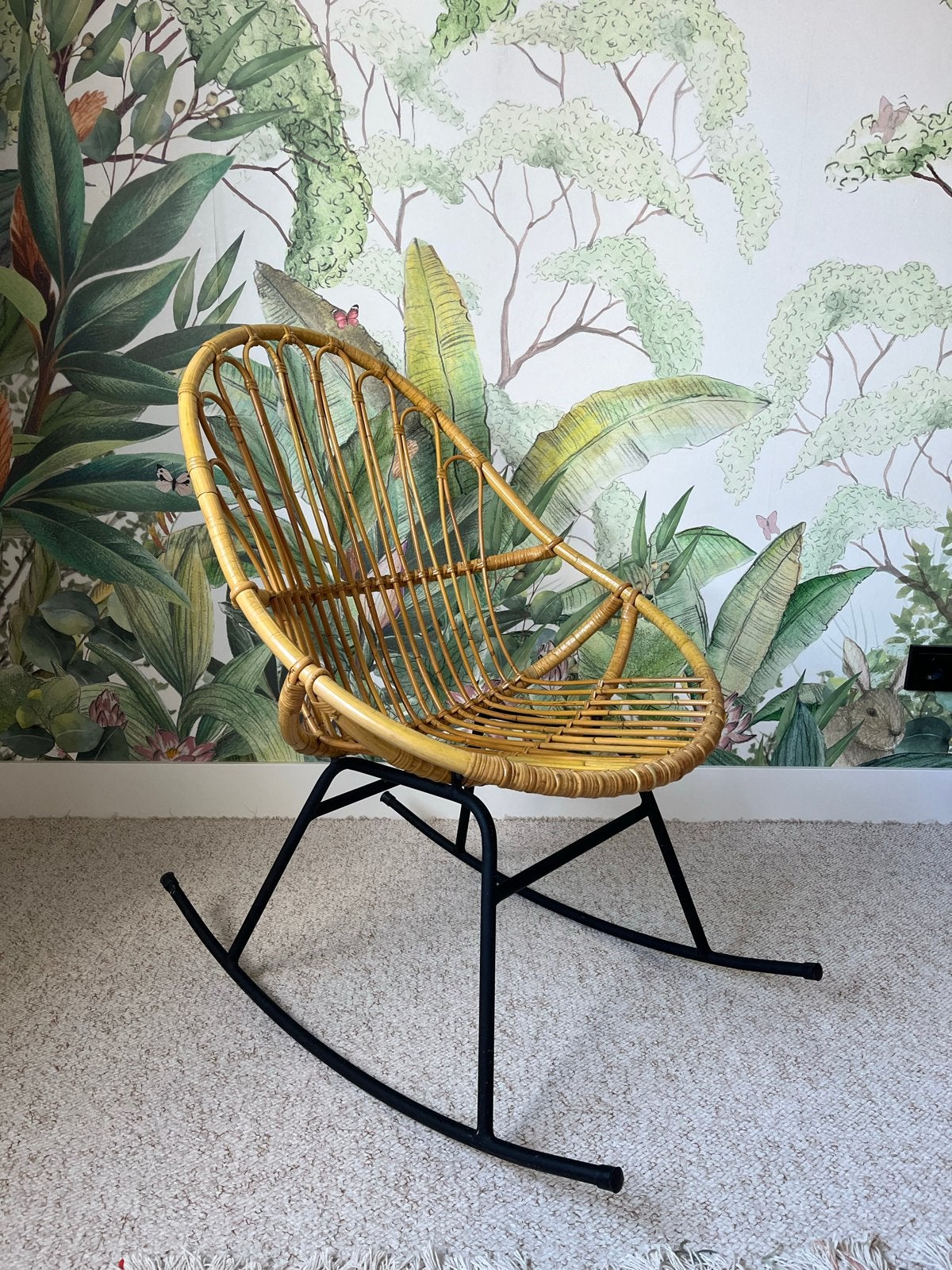 Rotan Schommelstoel - Vintage Stijl, Ophalen, Bruin, Vintage, Riet of Rotan