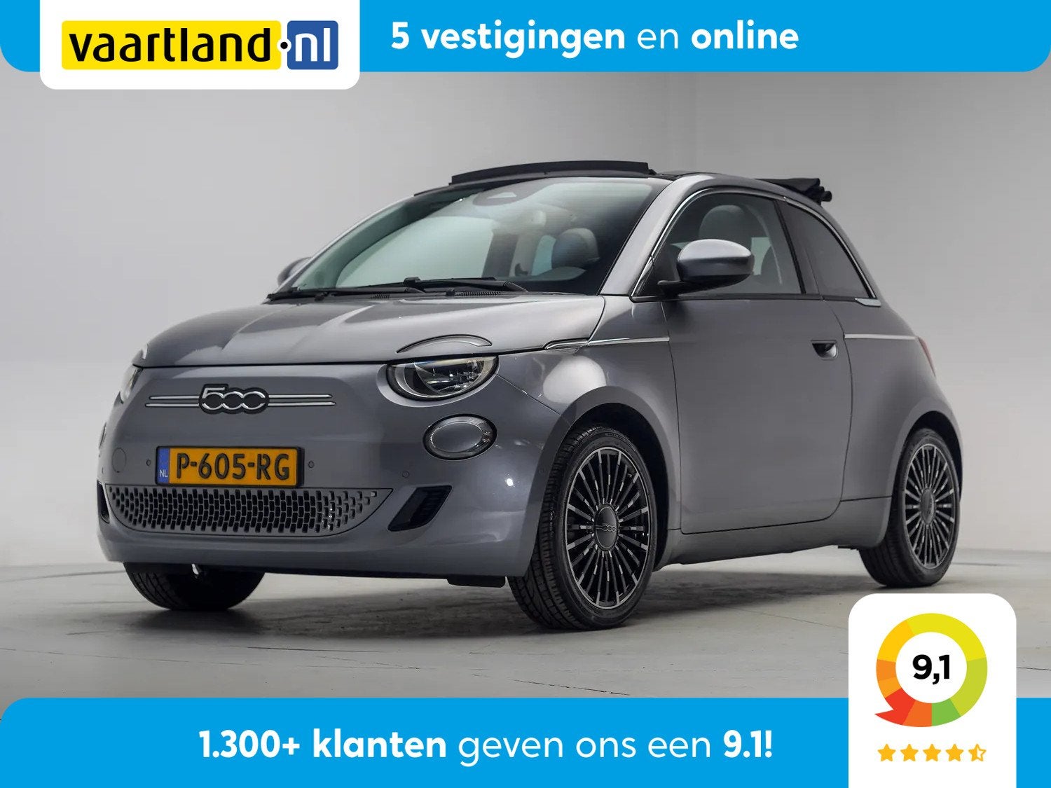 Fiat 500E Business Launch Edition 42 kWh [ Navi Apple / Andr, Auto's, Fiat, Dealer onderhouden, 0 cilinders, Gebruikt, Cabriolet
