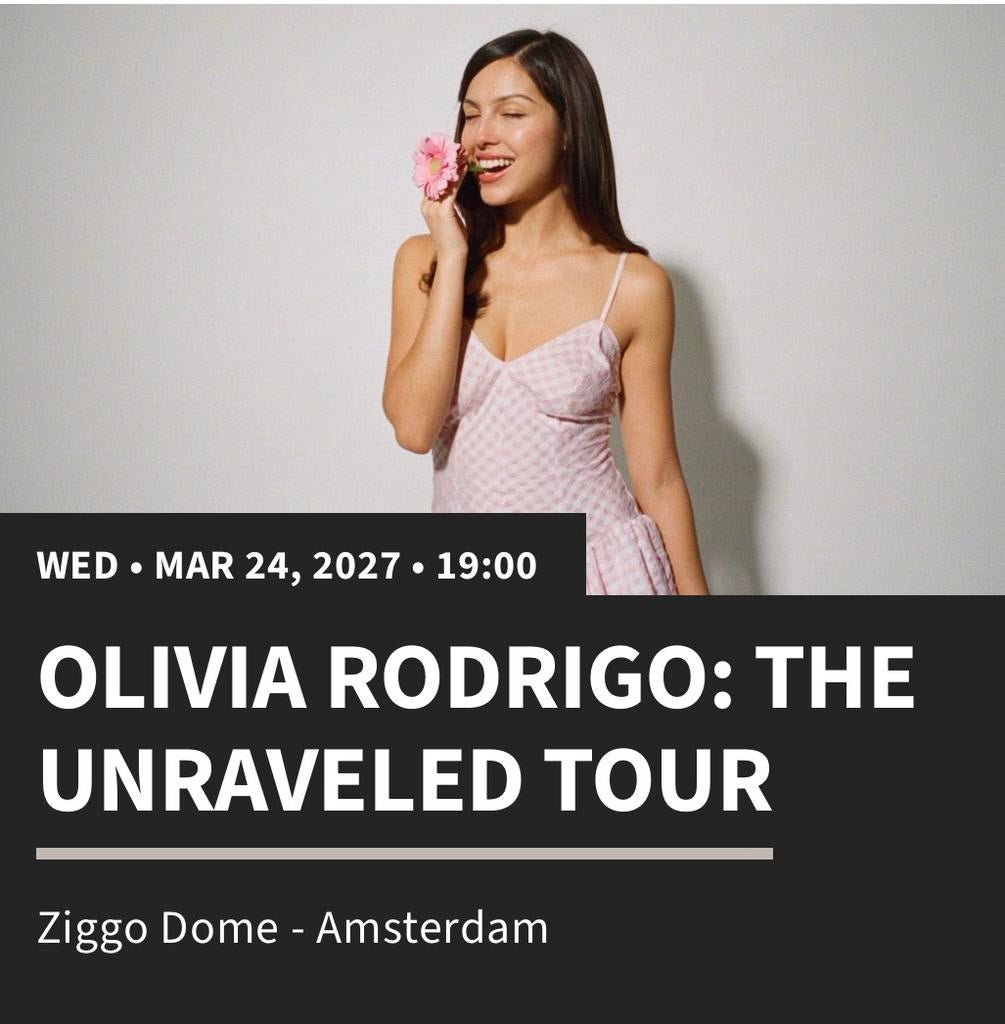 2x Olivia Rodrigo: The Unraveled Tour | wo 24 mrt 2027, Twee personen, Maart