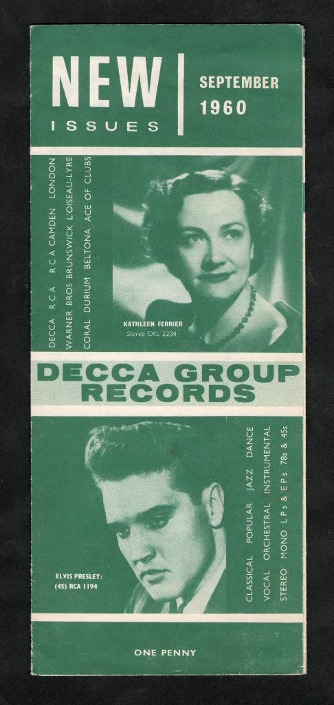 Muziekflyer Decca Group Records Elvis Presley Fats Domino., Ophalen of Verzenden, Zo goed als nieuw