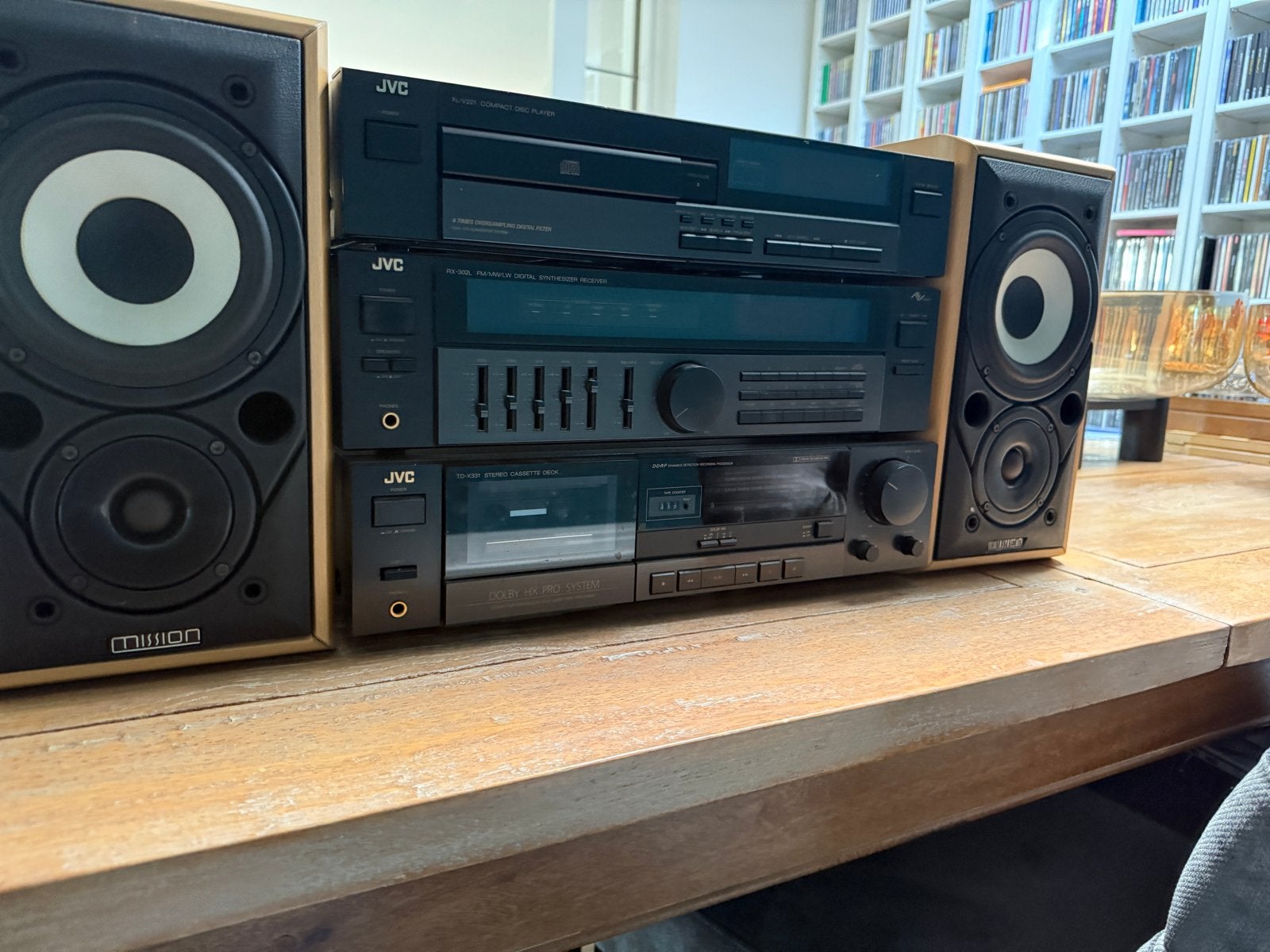 JVC Stereo Set met Mission Speakers - CD, Cassette, Tuner, Zo goed als nieuw, Cassettedeck, JVC, Losse componenten