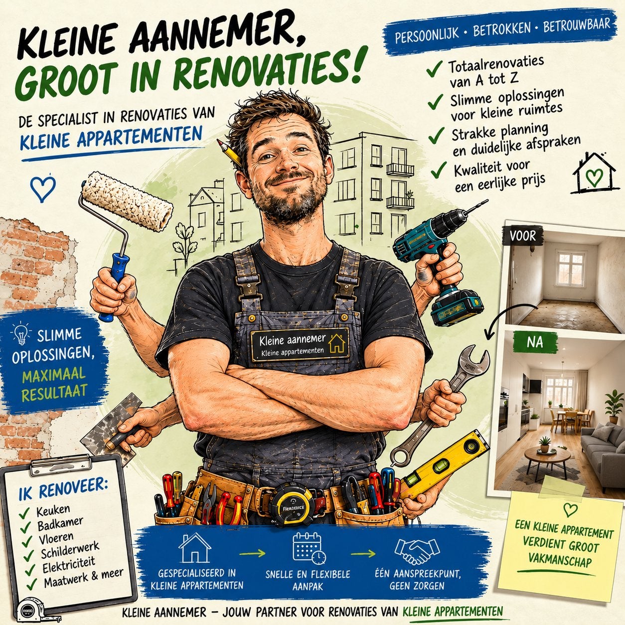 Aangeboden allround aannemer voor kleine woningen, Diensten en Vakmensen, Aannemers, Verbouw of Aanbouw