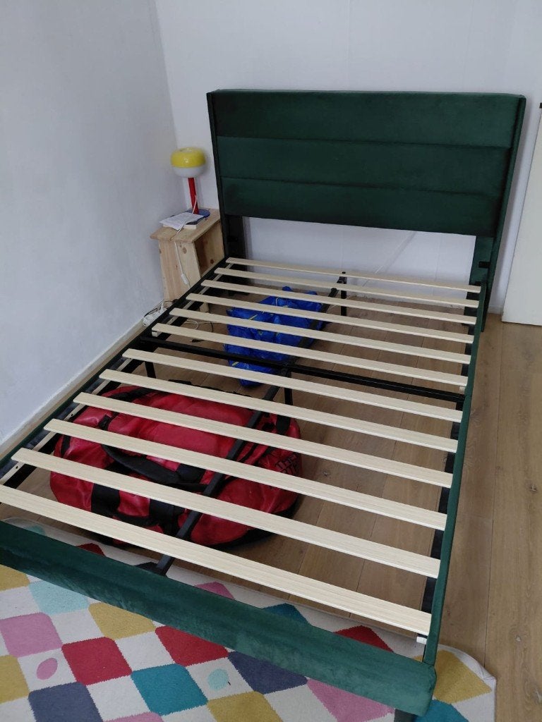 Bed Frame and Mattress 140 x 200, Ophalen, Wit, Tweepersoons, 140 cm