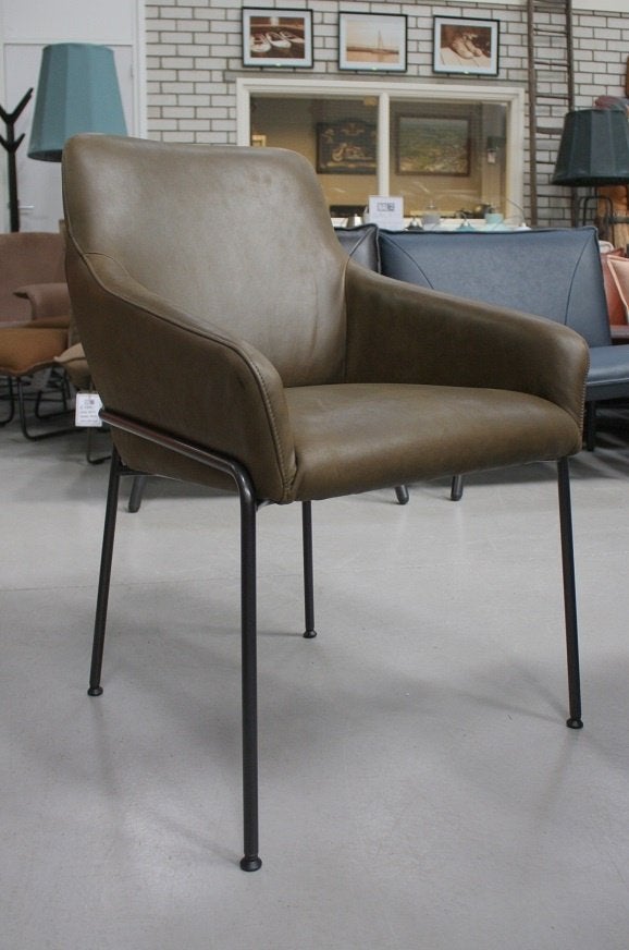 6x luxe eetkamerstoel Jolly Jess Design leer stof groen, Huis en Inrichting, Ophalen, Overige kleuren, Leer, Zo goed als nieuw