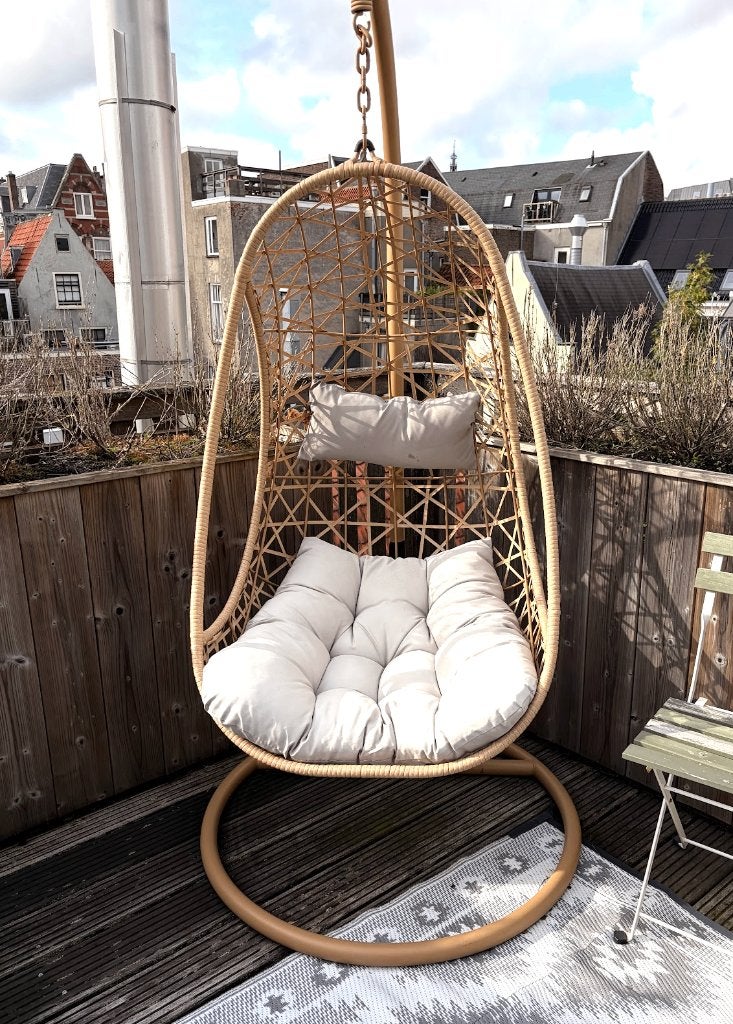 Hangstoel / egg chair met standaard, Ophalen, Gebruikt, Rotan