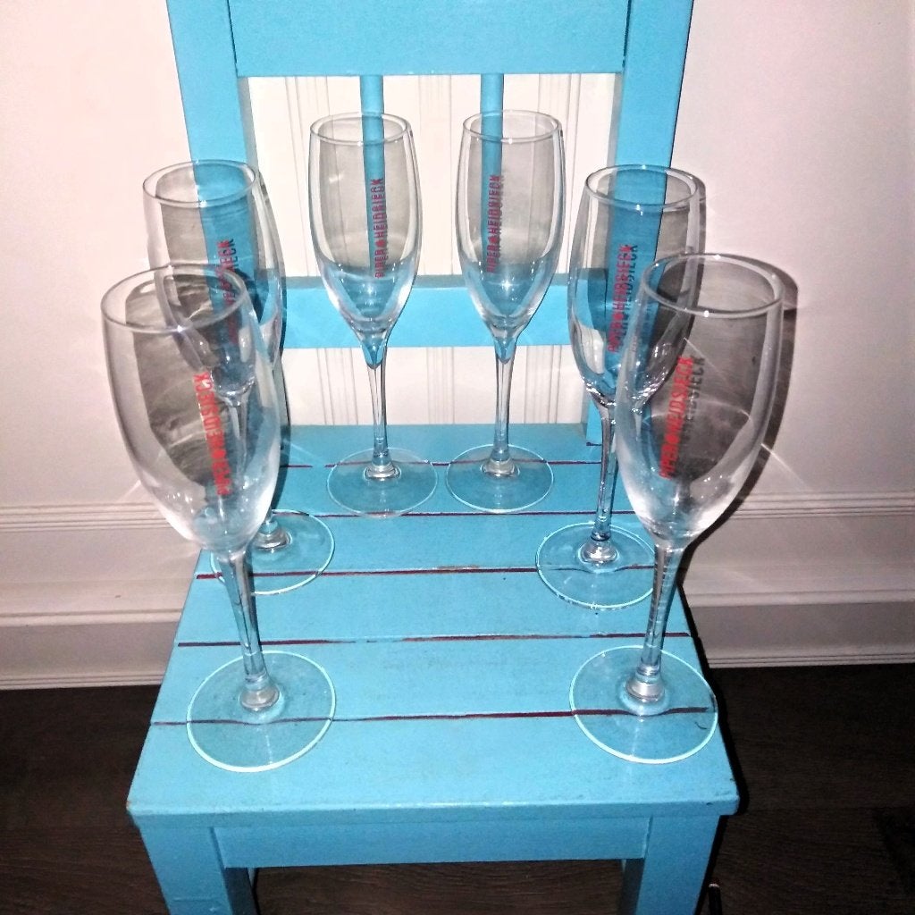 Champagne glazen Piper Heidsieck 21,5 cm 6 stuks, Ophalen, Glas of Glazen, Overige stijlen, Glas