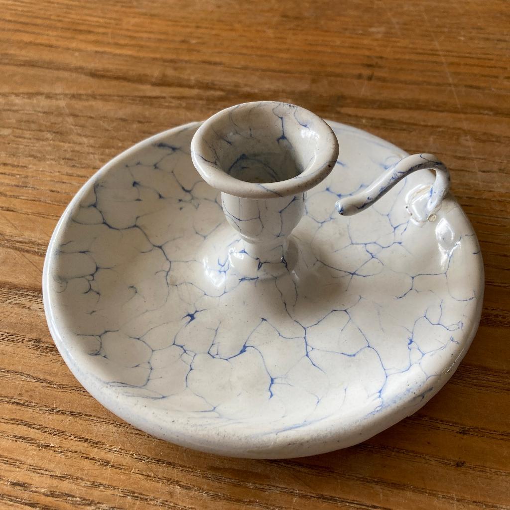 Emaille blaker kandelaar (plekjes bijgewerkt met verf), Ophalen of Verzenden