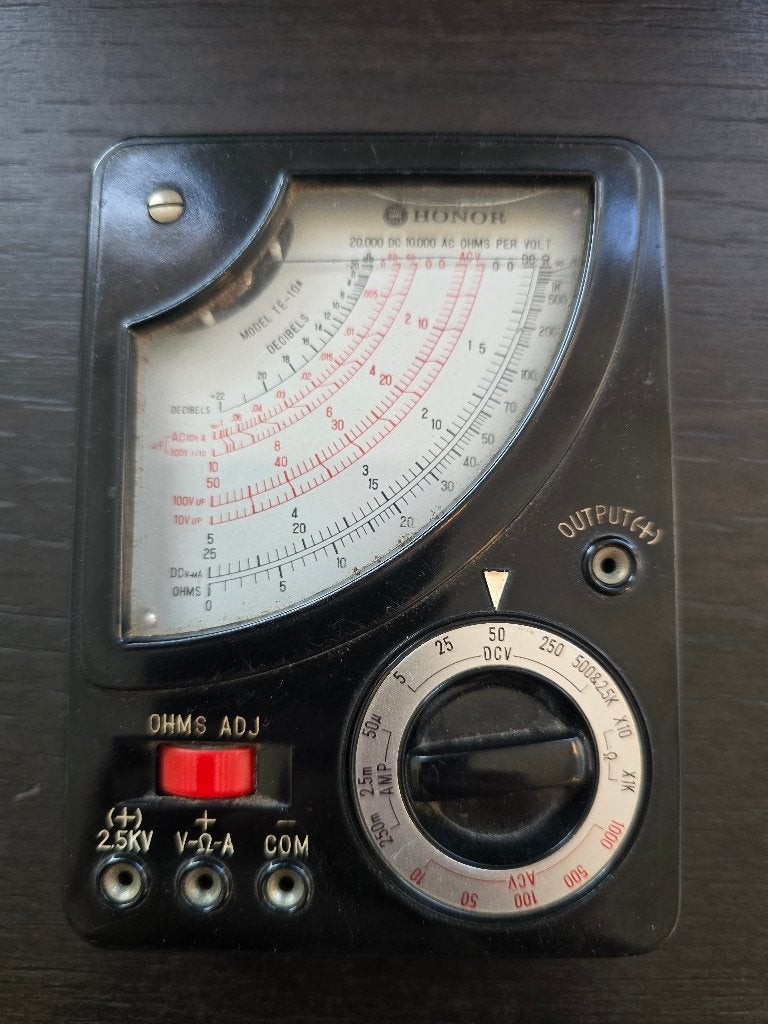 Honor Multimeter Model TE-10A - Vintage Analoge Meter, Doe-het-zelf en Verbouw, Meetapparatuur, Ophalen of Verzenden, Gebruikt