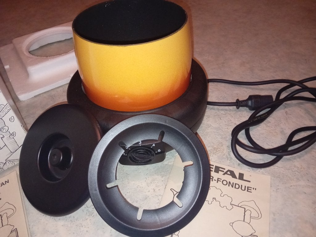 RETRO fondue pan TEFAL / oranje, Witgoed en Apparatuur, Ophalen of Verzenden, Zo goed als nieuw, Elektrisch, Fondueset