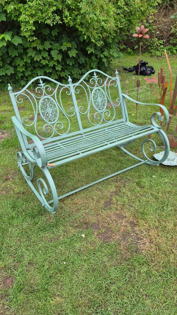 Geweldig leuke metalen tuinbank schommelbank, Tuin en Terras, Tuinbanken, Ophalen, Metaal, Schommelbank