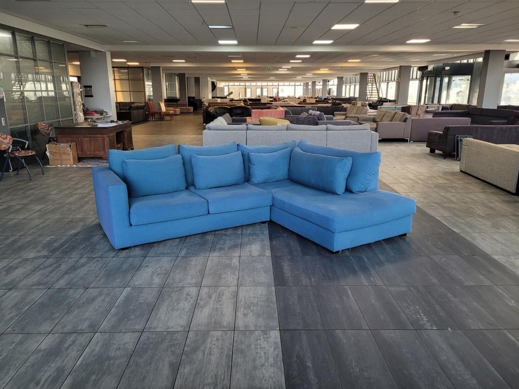 ✅️️️️️️ GEREINIGD turquoise blauwe hoekbank 290x225 BEZORGEN, Huis en Inrichting, Banken | Bankstellen, 250 tot 300 cm, Hoekbank
