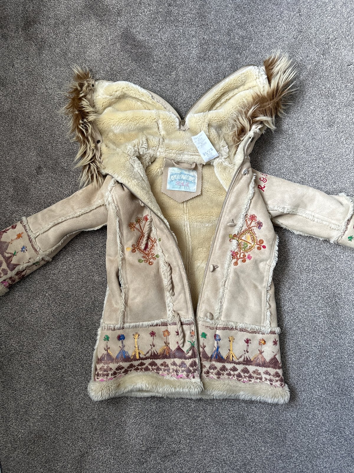 Replay & Sons winterjas met borduursels en bontkraag, Ophalen of Verzenden, Gebruikt, Jongen of Meisje