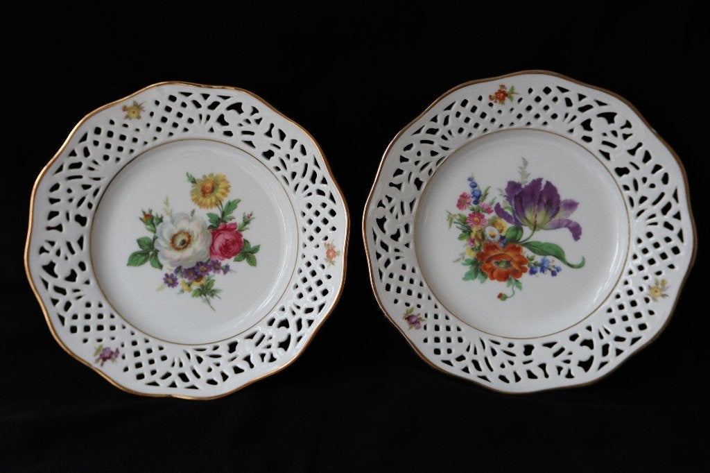 Vintage Dresden Schumann sierborden set van 2, Ophalen of Verzenden