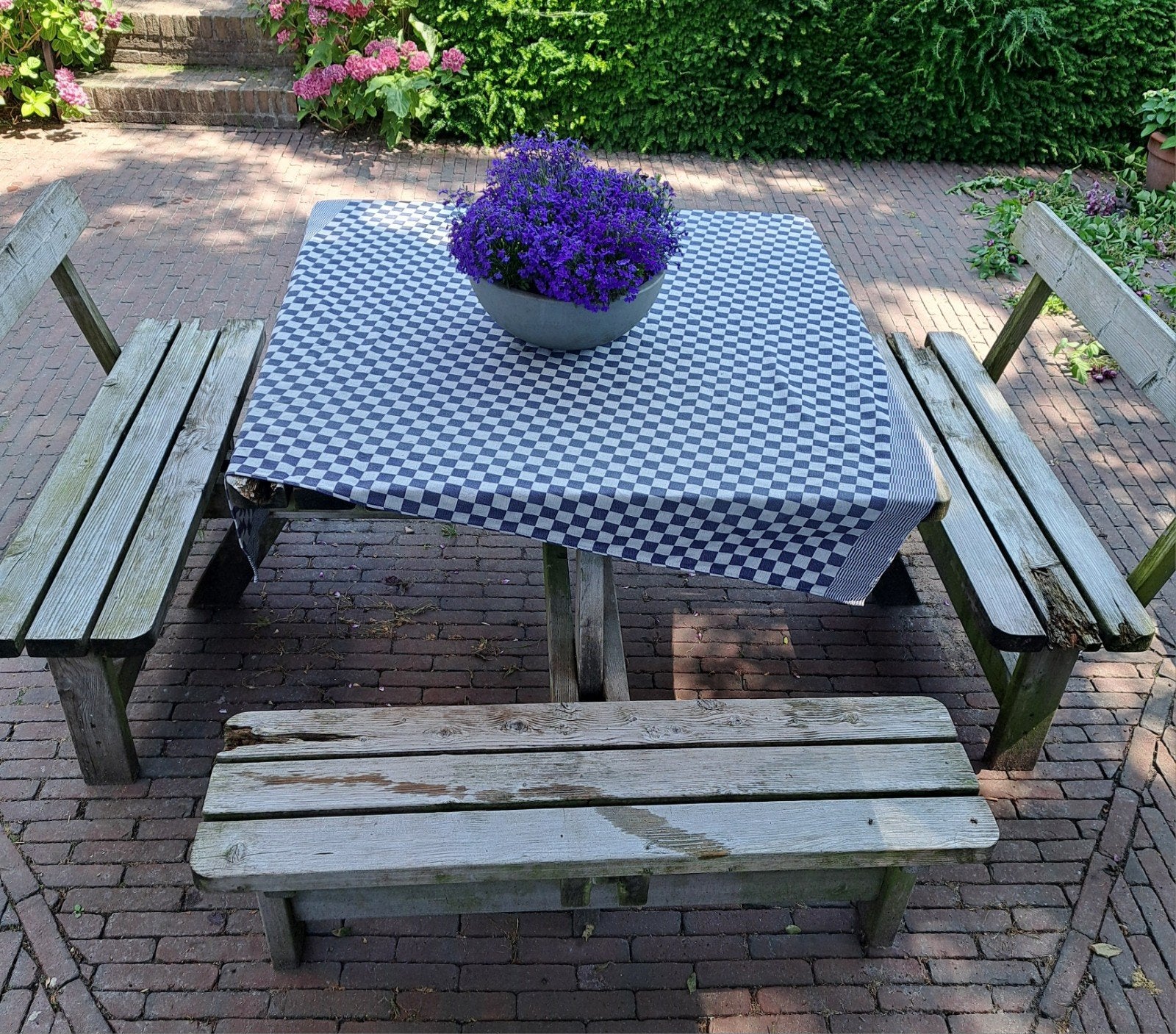 Robuuste 8 persoons picknicktafel, Tuin en Terras, Picknicktafels, Ophalen, Gebruikt, Rechthoekig, Hout