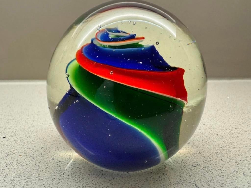 Murano glazen presse-papier met kleurrijke spiraal, Ophalen of Verzenden