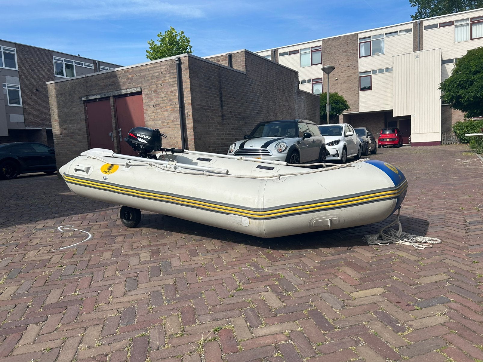 Nautica 310 met 2,5 PK Suzuki, Aluminium, Gebruikt, Peddels, Ophalen