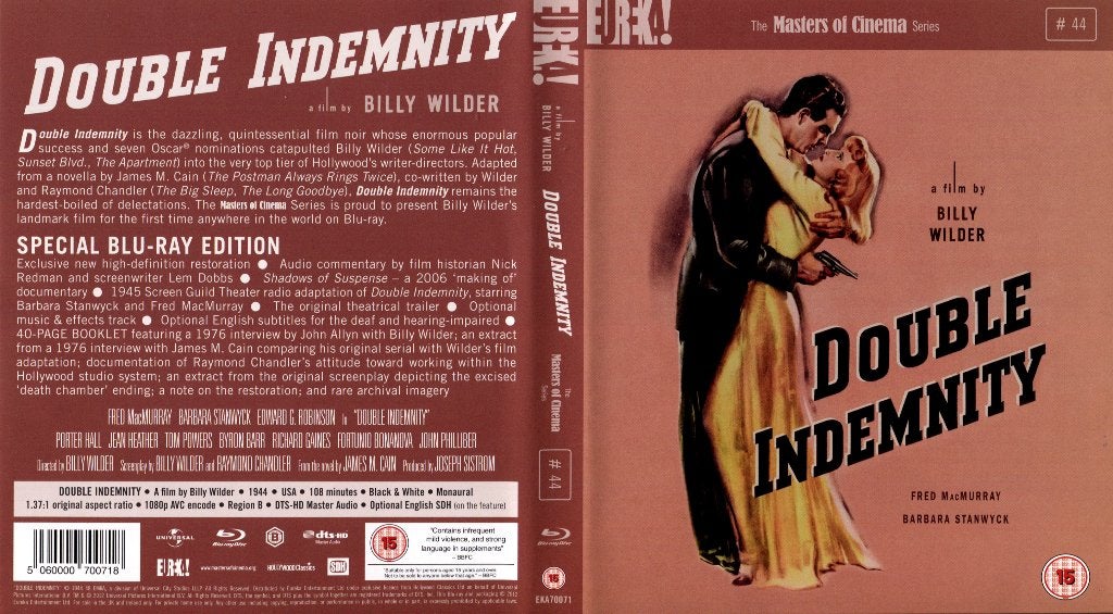 Double Indemnity Blu-ray geen NL ondertitels, Cd's en Dvd's, Engels, Vanaf 16 jaar, Film, Engels