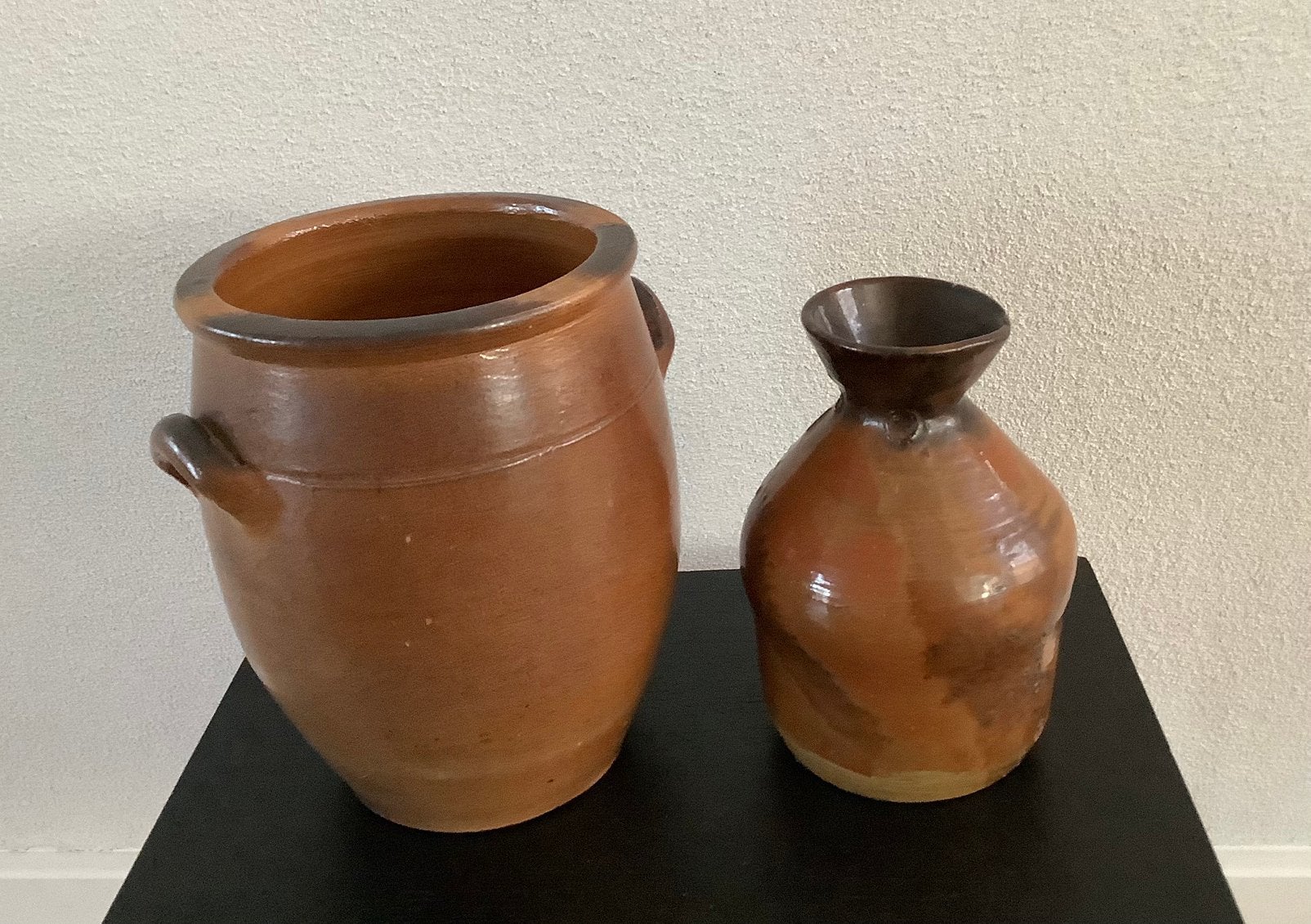Oud Frans gres kruikje en vaasje, Antiek en Kunst, Antiek | Keramiek en Aardewerk, Ophalen of Verzenden
