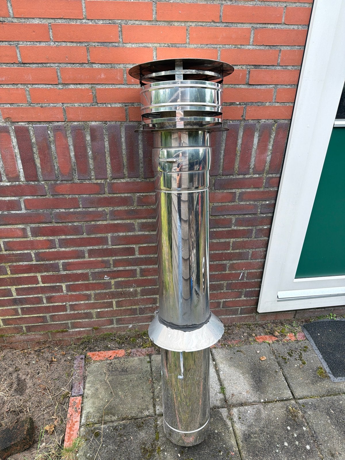 RVS dubbelwandige schoorsteenpijp met kap, Ophalen, Gebruikt, Overige typen, Minder dan 60 cm