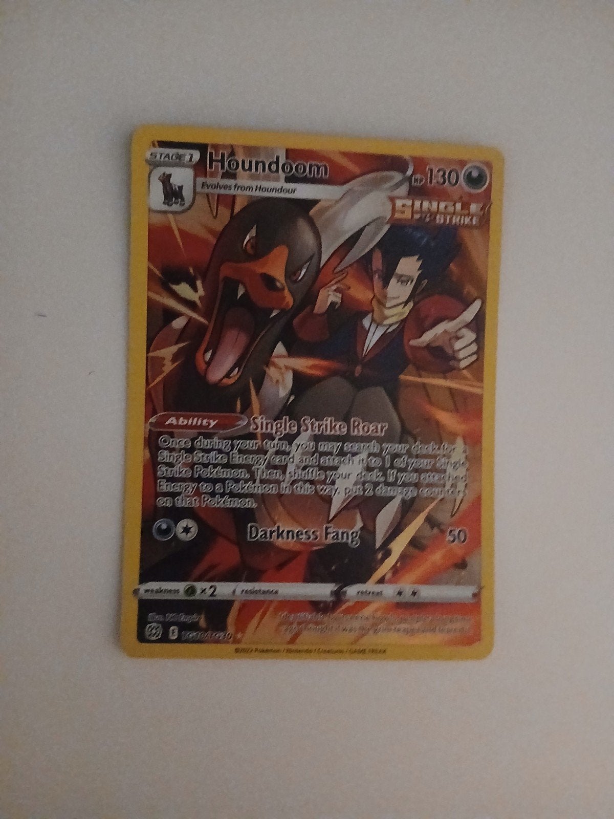 Pokemon kaart houndoom, Ophalen of Verzenden, Zo goed als nieuw, Losse kaart, Foil