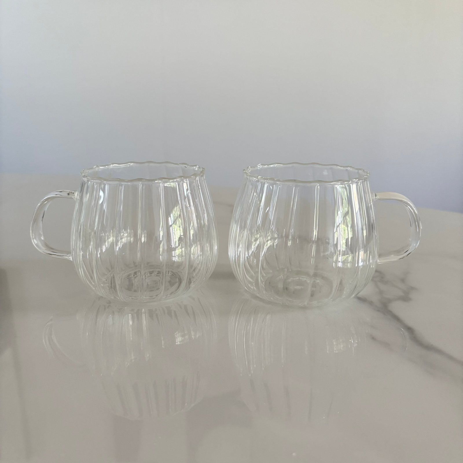 2x Ribbel theeglazen, Ophalen of Verzenden, Nieuw, Glas, Glas of Glazen