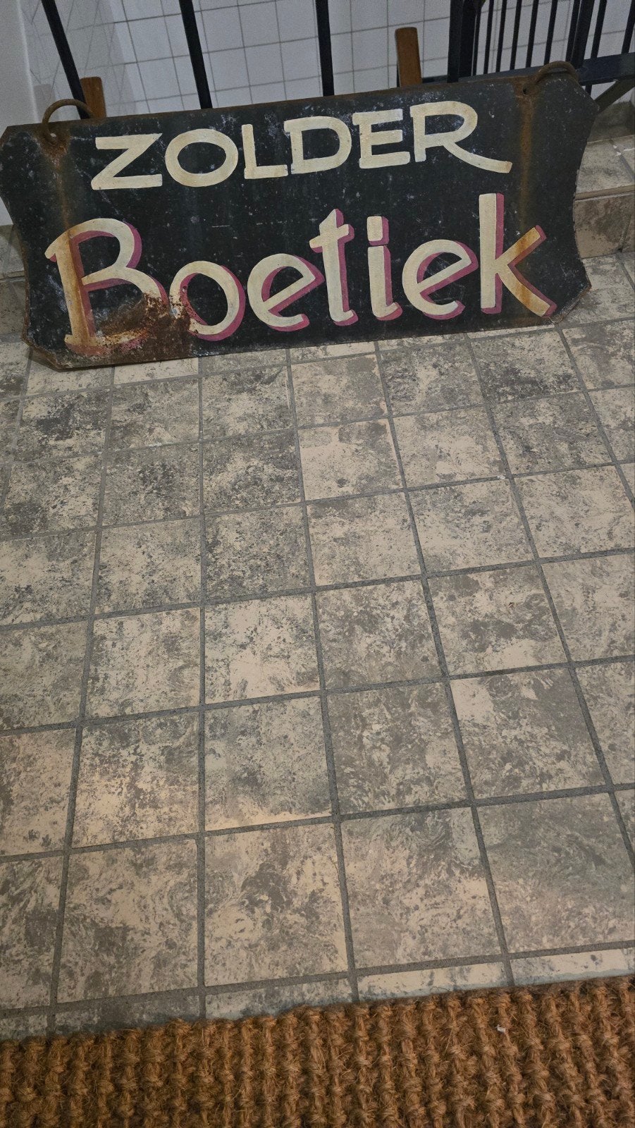 Vintage "Zolder Boetiek" Reclamebord, Antiek en Kunst, Ophalen