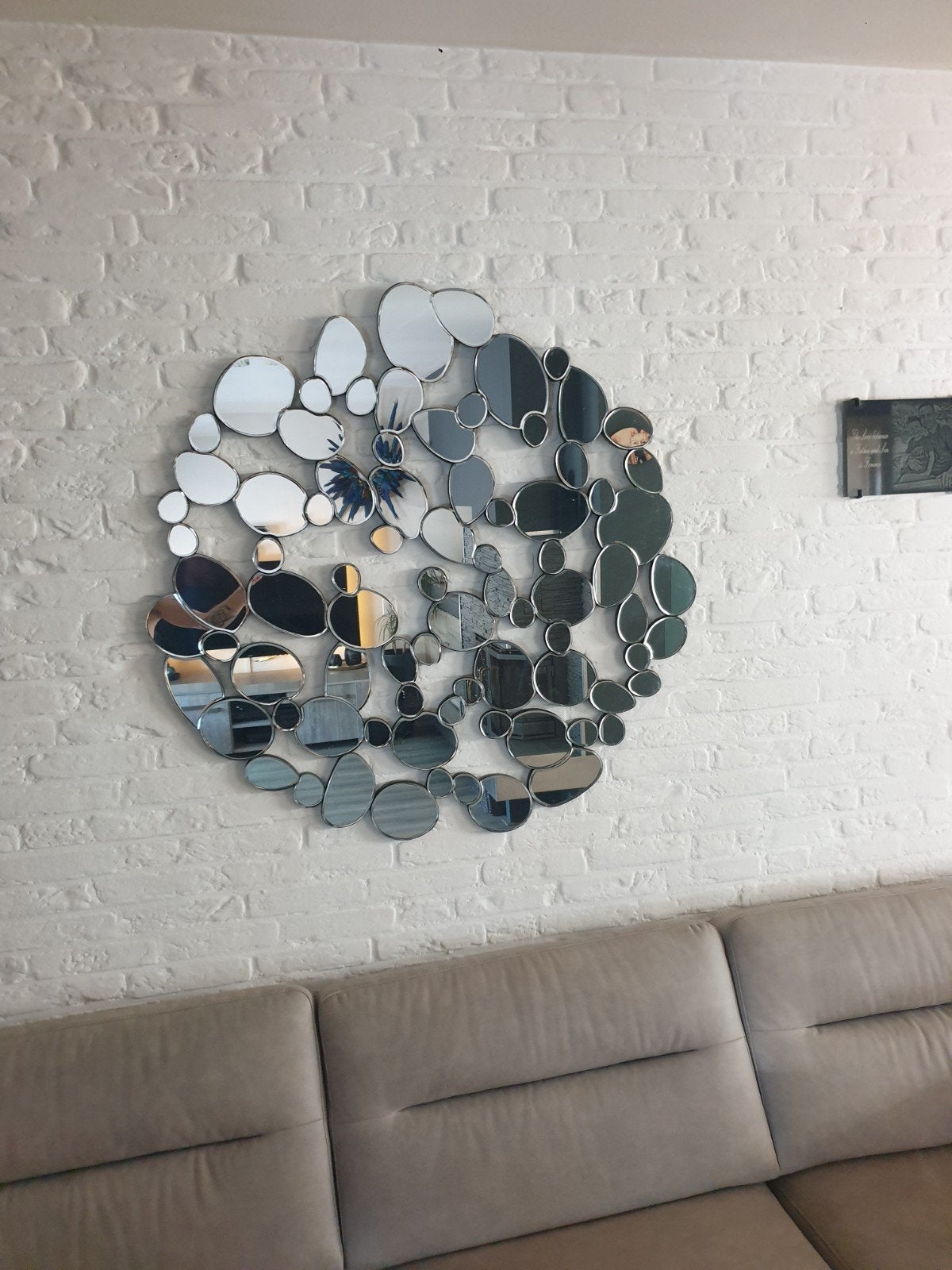 Decoratieve Spiegel Mozaïek Wanddecoratie, Ophalen, Zo goed als nieuw, Overige vormen, 75 tot 100 cm