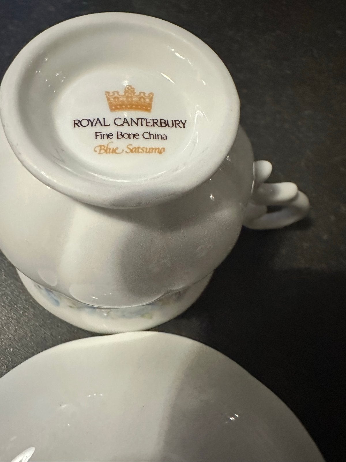 Royal Canterbury Blue Satsuma Kop en Schotel Fine Bone China, Antiek en Kunst, Ophalen