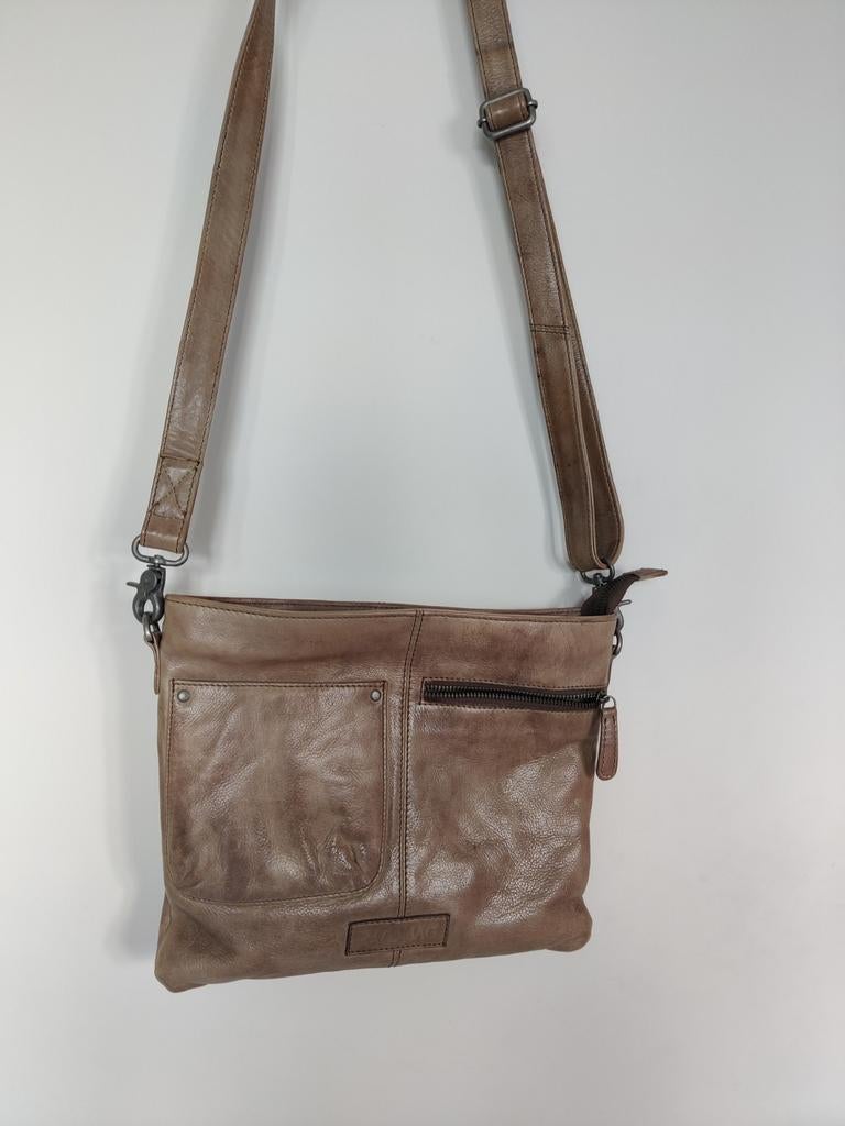 Bag2Bag leren schoudertas, beige, Overige merken, Beige, Ophalen of Verzenden, Zo goed als nieuw