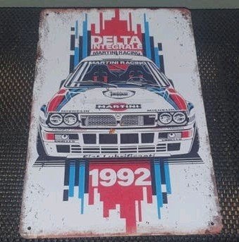Metalen wandbord – lancia delta hf integrale (1992), Ophalen of Verzenden, Nieuw, Reclamebord