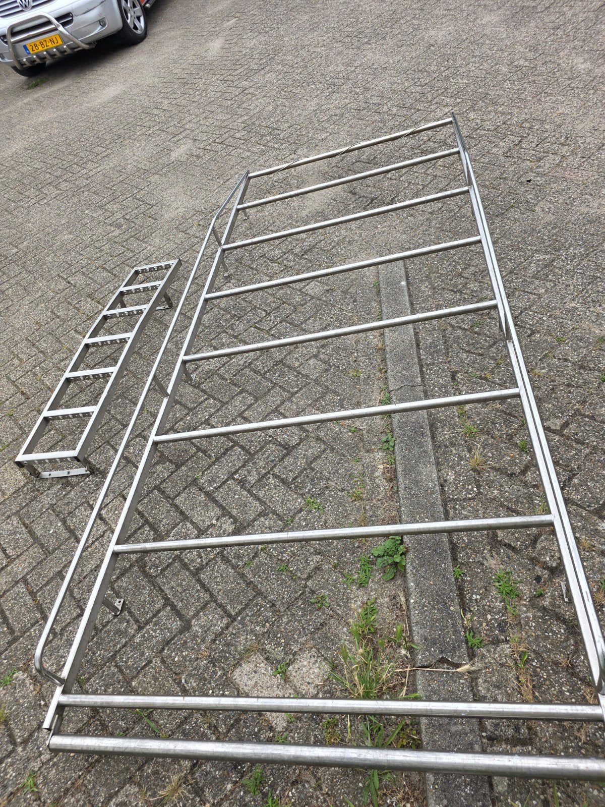 RVS Imperiaal met ladder voor bestelwagen VW Transporter, Ophalen, Gebruikt
