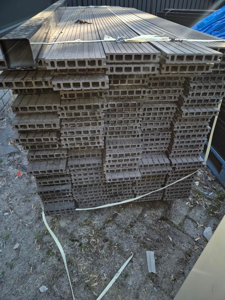 Composiet terrasdelen - ca. 200 m2 met bevestiging, Tuin en Terras, Ophalen, Gebruikt, Composiet