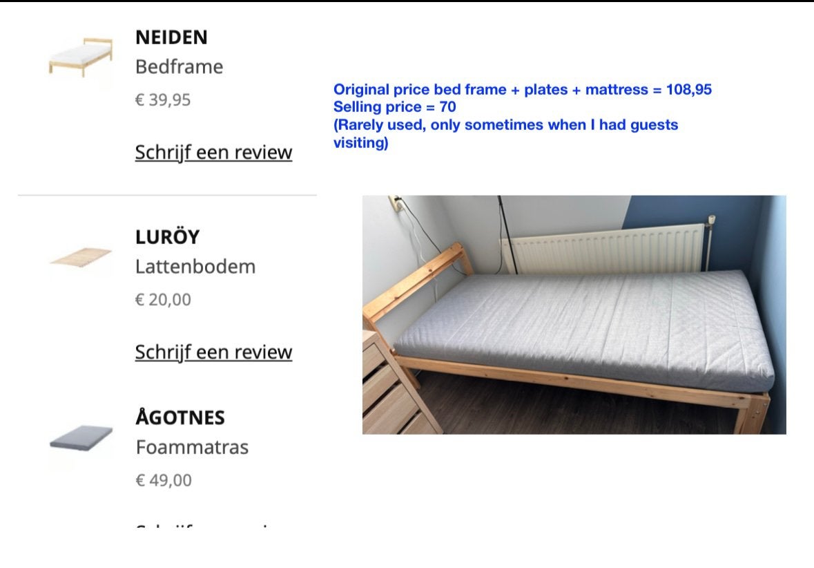 Ikea bed, Huis en Inrichting, Eenpersoons, Wit, Zo goed als nieuw, Hout