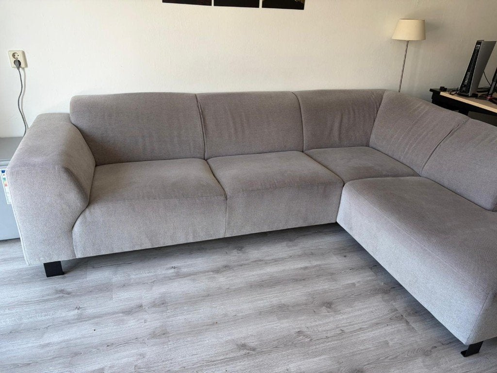 Moderne hoekbank / loungebank grijs, Ophalen, 250 tot 300 cm, Gebruikt, Hoekbank