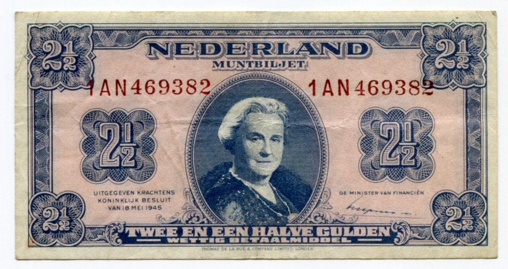 2,5 Gulden Muntbiljet 1945 (PL 16.c2), Ophalen of Verzenden, 2½ gulden, Los biljet