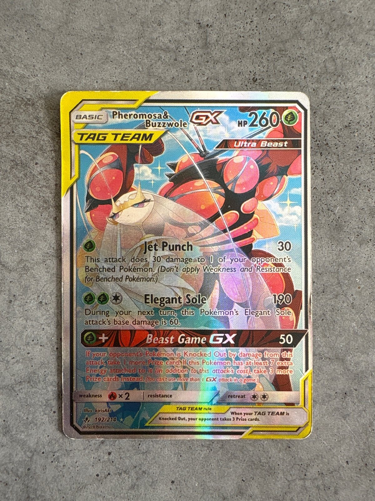 Pheromosa & Buzzwole GX TAG TEAM Pokémon kaart, Ophalen, Gebruikt, Losse kaart