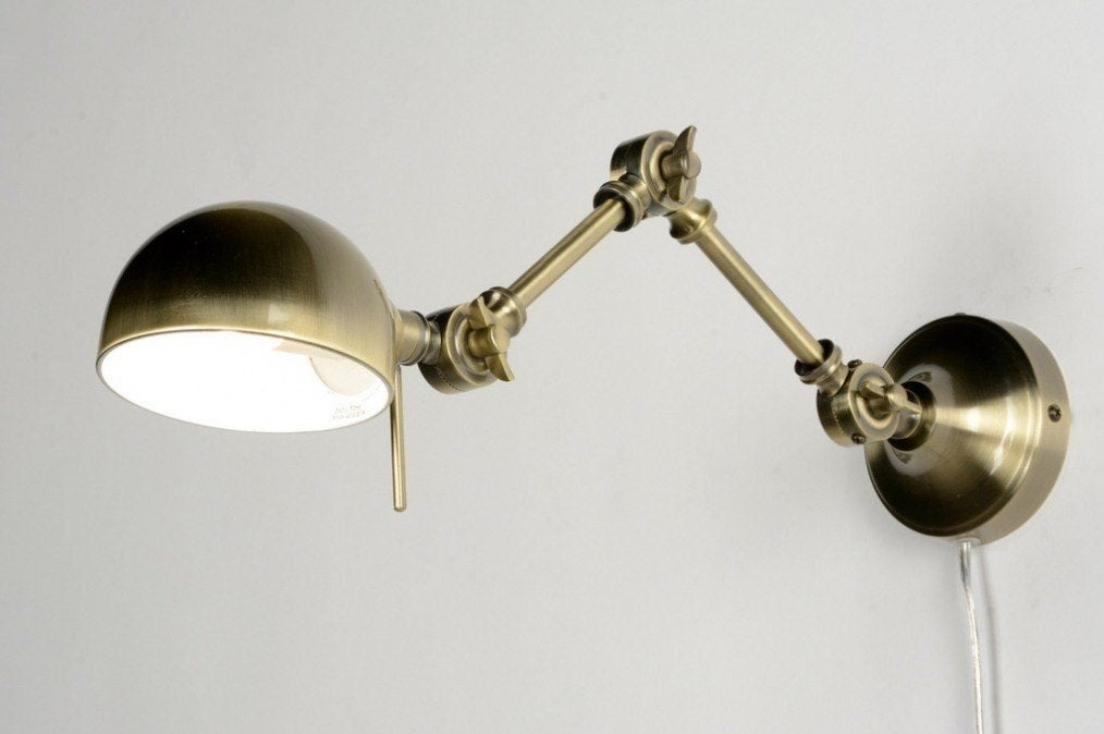 wandlamp messing brons bureau bed bank industrieel leeslamp, Ophalen of Verzenden, Nieuw