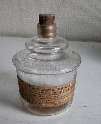 Antiek glazen potje , frans, apotheek, medisch, chemisch, Ophalen of Verzenden