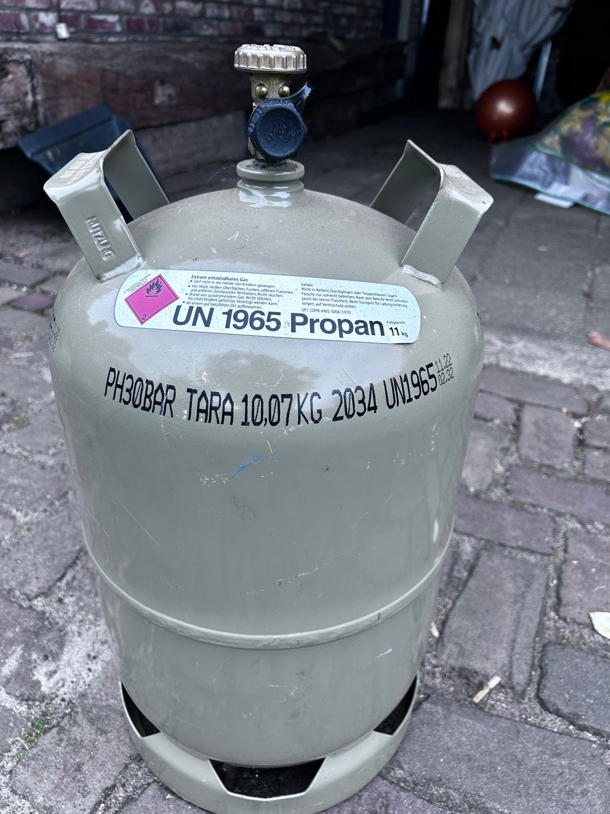 Propaan gasfles PH30 bar - gekeurd tot 2035 (ca. 1kg gas), Ophalen, Gebruikt