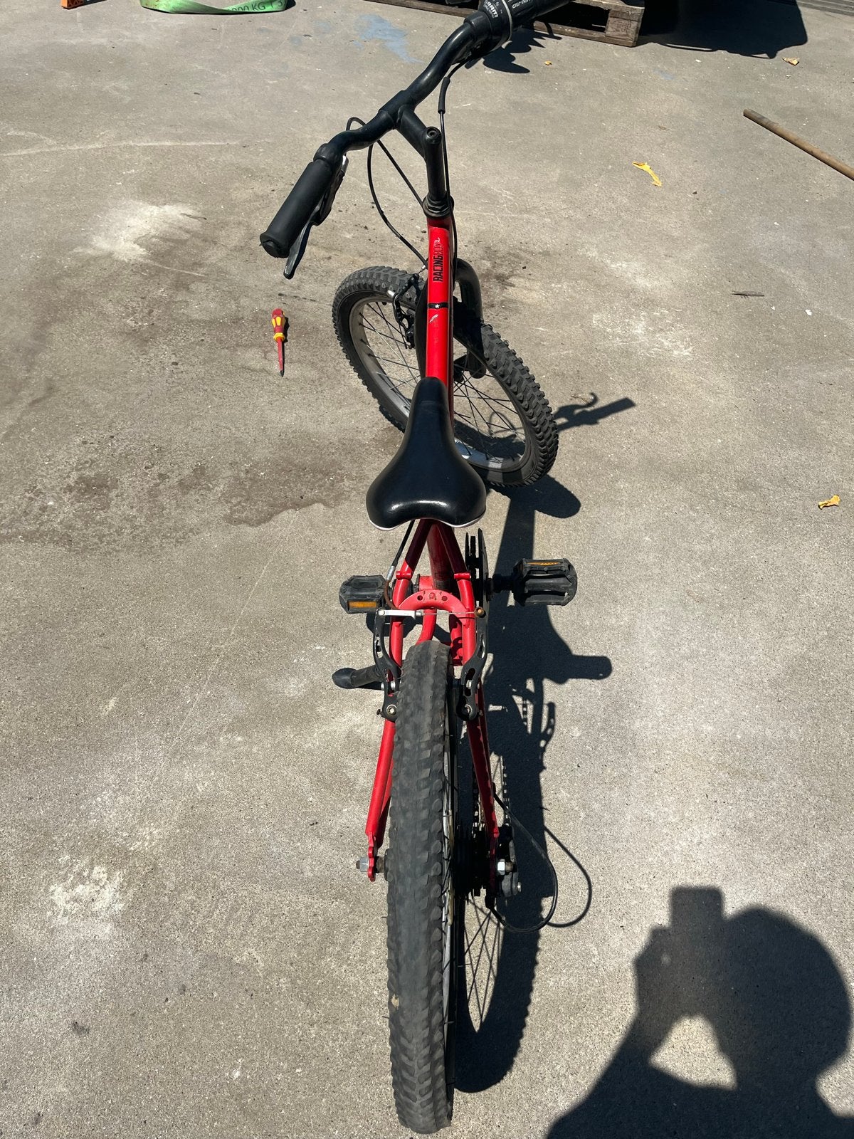 BMX rood 5 versnellingen, Fietsen en Brommers, Fietsen | Crossfietsen en BMX, Ophalen, Gebruikt, Staal, Velgrem