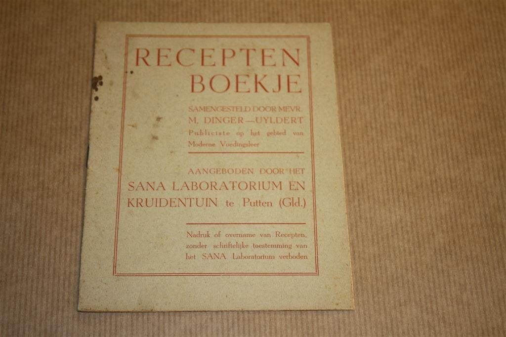 Receptenboekje - Sana Lab. en Kruidentuin Putten ca 1940 !!, Boeken, Ophalen of Verzenden, Gelezen, Nederland en België