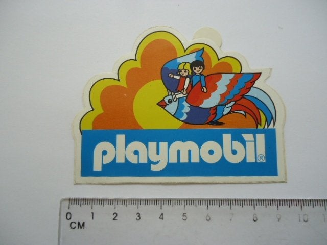 sticker oud Playmobil speelgoed flowerpower jaren 70 strip, Verzenden, Zo goed als nieuw, Bedrijf of Vereniging
