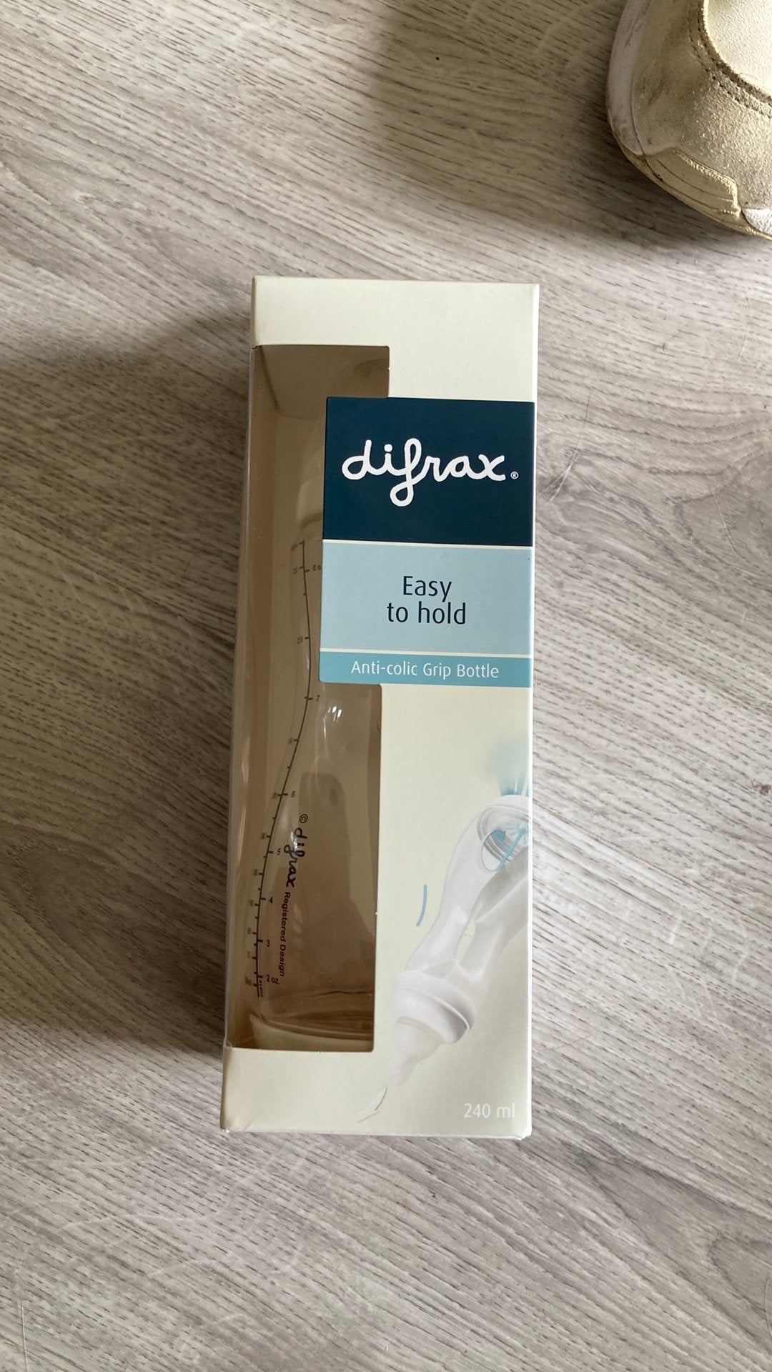 Difrax Handgreepfles 240ml Wit, Ophalen of Verzenden, Nieuw, Babyfles, Difrax
