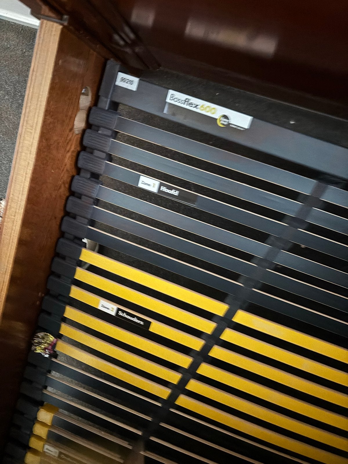 2 zeer goede lattenbodems 90x210 Bossflex 600, Huis en Inrichting, Slaapkamer | Matrassen en Bedbodems, Ophalen, 90 cm, Eenpersoons